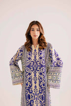 2PC Royal Blue & Ivory Printed Kaftan