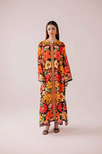 Midnight Black Floral Printed Kaftan