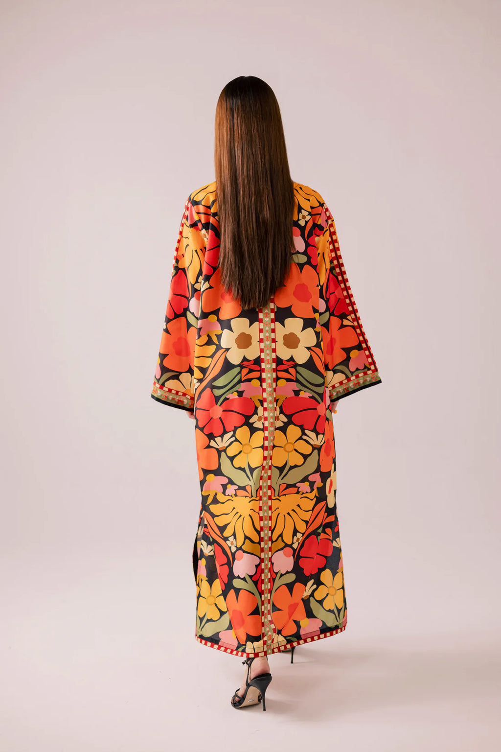 Midnight Black Floral Printed Kaftan