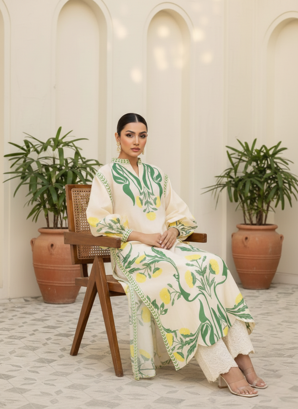 Ivory & Sage Botanical Printed CO-ORD Set