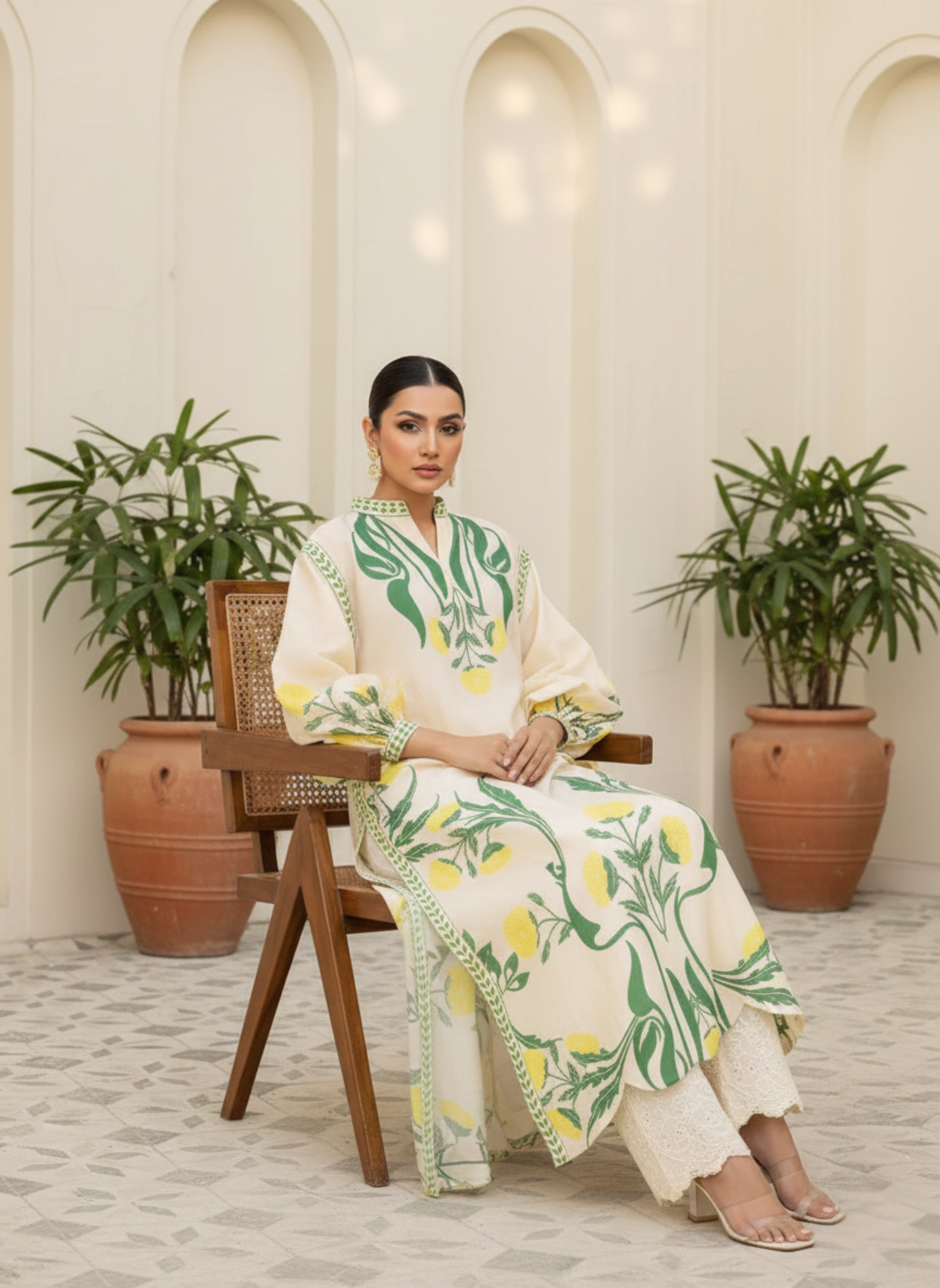 Ivory & Sage Botanical Printed CO-ORD Set