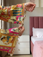 2pc Printed Kurta Set (Beige +Pink)