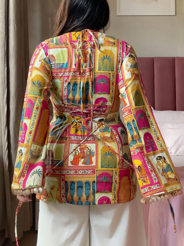 2pc Printed Kurta Set (Beige +Pink)