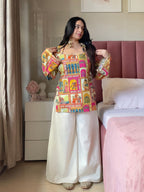 2pc Printed Kurta Set (Beige +Pink)