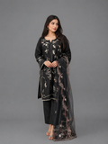 Elegant Black Embroidered 3-Piece Suit