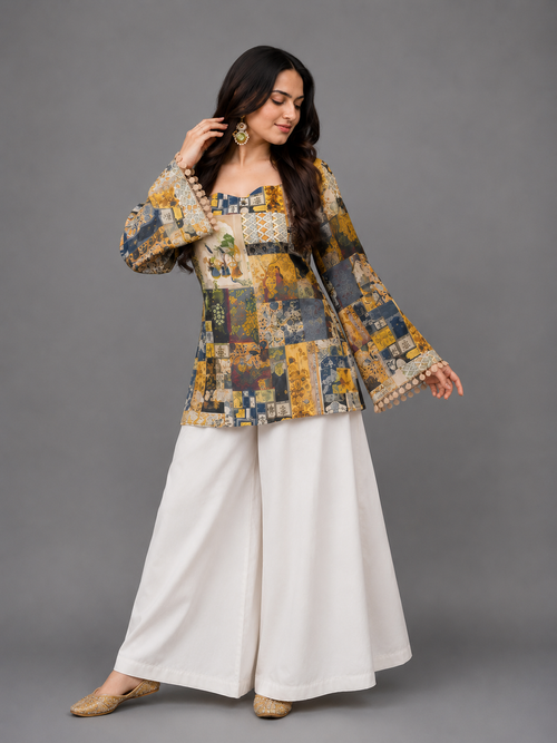 2PC- Multi Floral Kurta Set