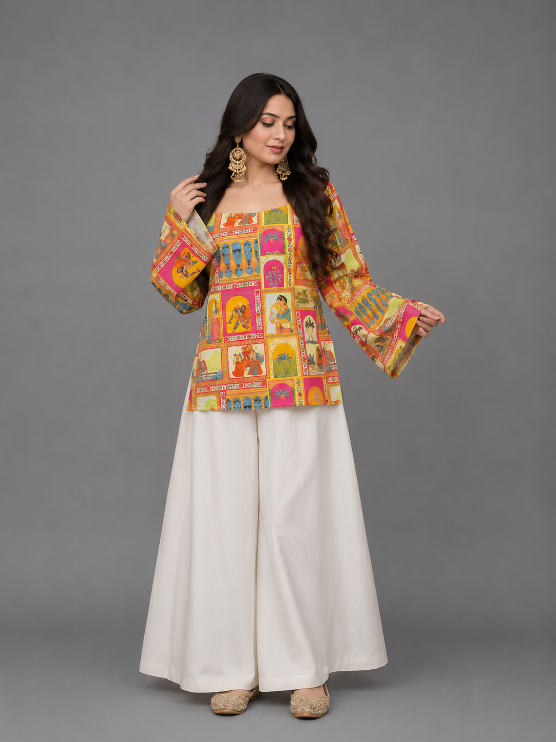 2PC- Printed Kurta Set