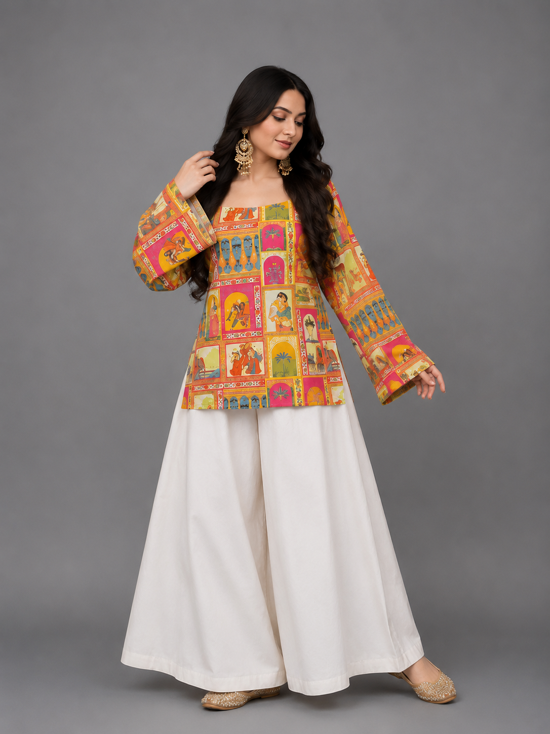 2PC- Printed Kurta Set