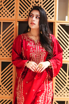 Elegant Red Embroidered 2PC