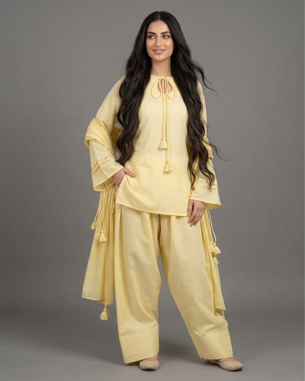 3PC-  Lemon Kurta Set