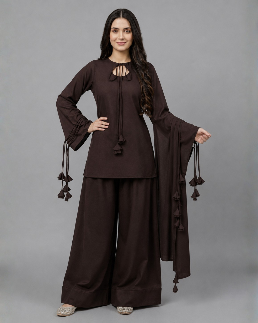2PC- Brown Kurta Set