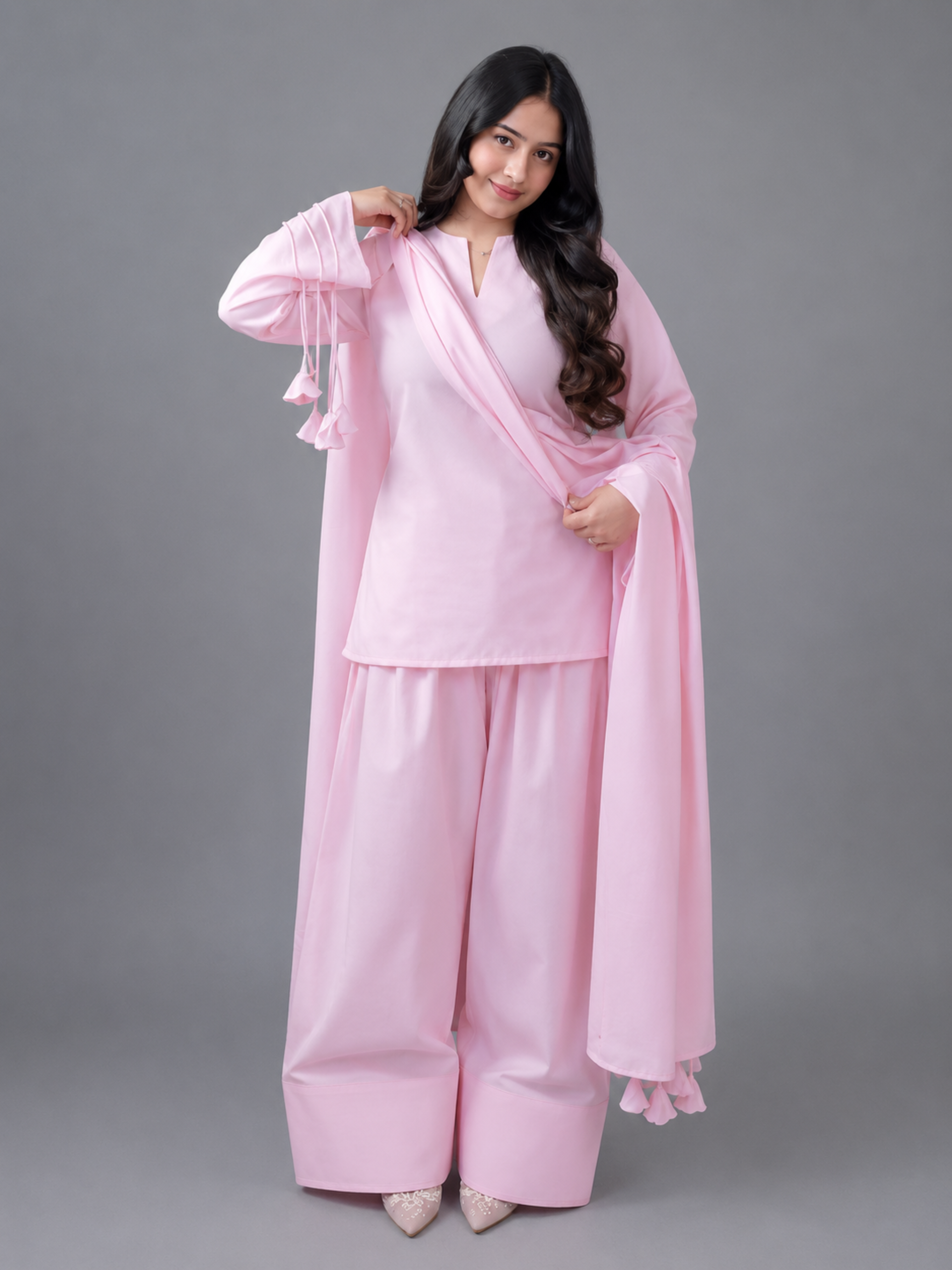 3PC- Elegant Baby Pink Co-Ord Set