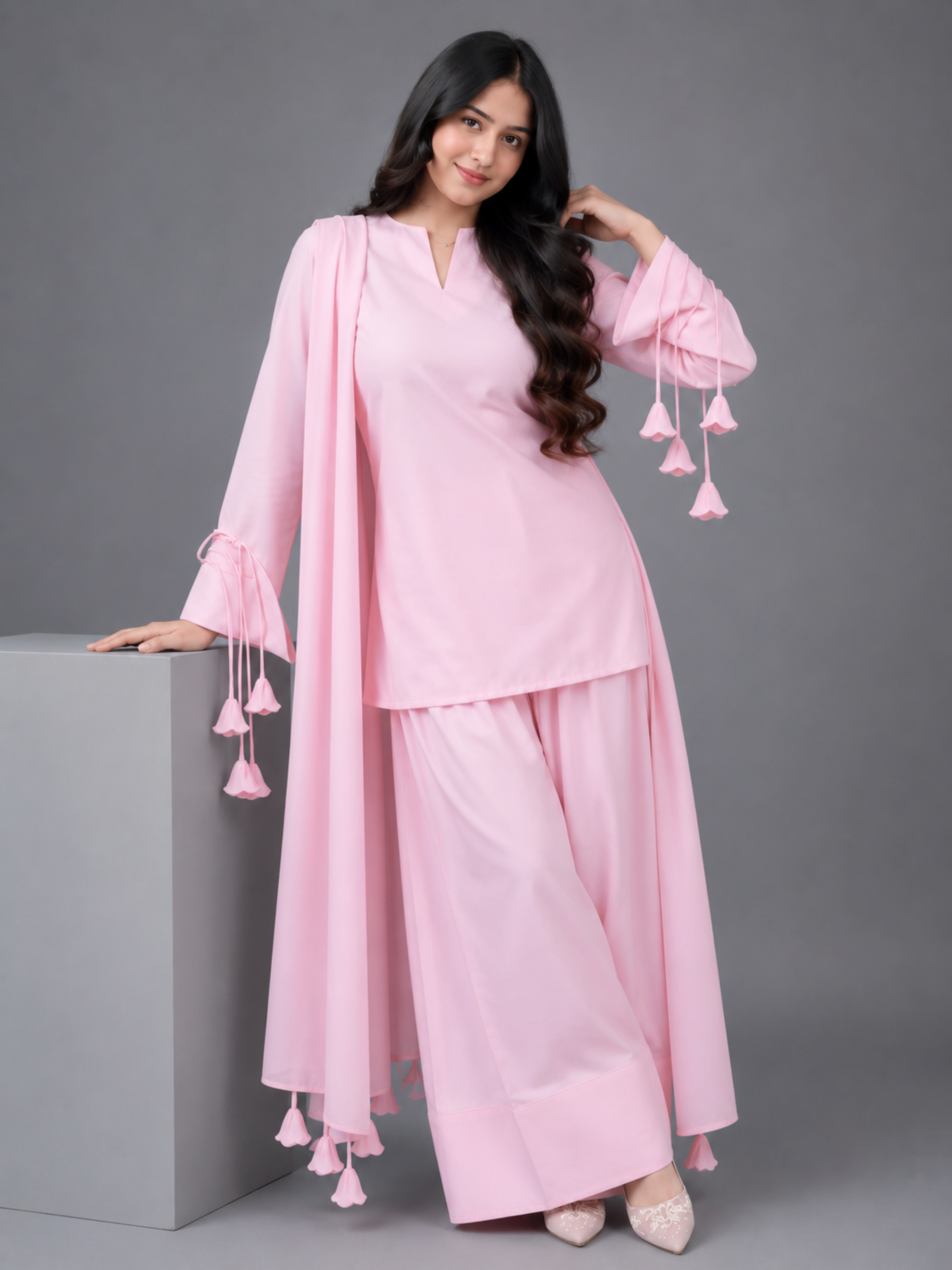 3PC- Elegant Baby Pink Co-Ord Set