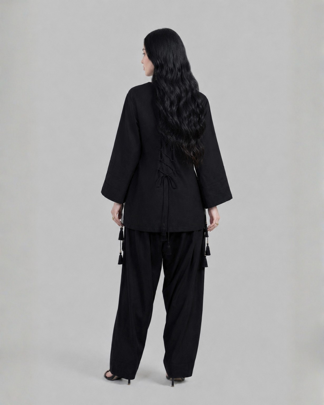 Black Lawn Silk 2-Piece Kurta Set