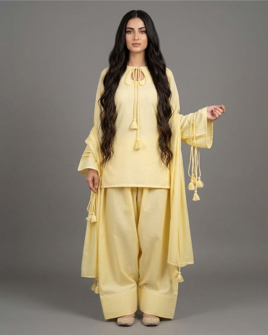 3PC-  Lemon Kurta Set