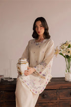 Ivory Floral Embroidered Lawn 2-Piece Suit