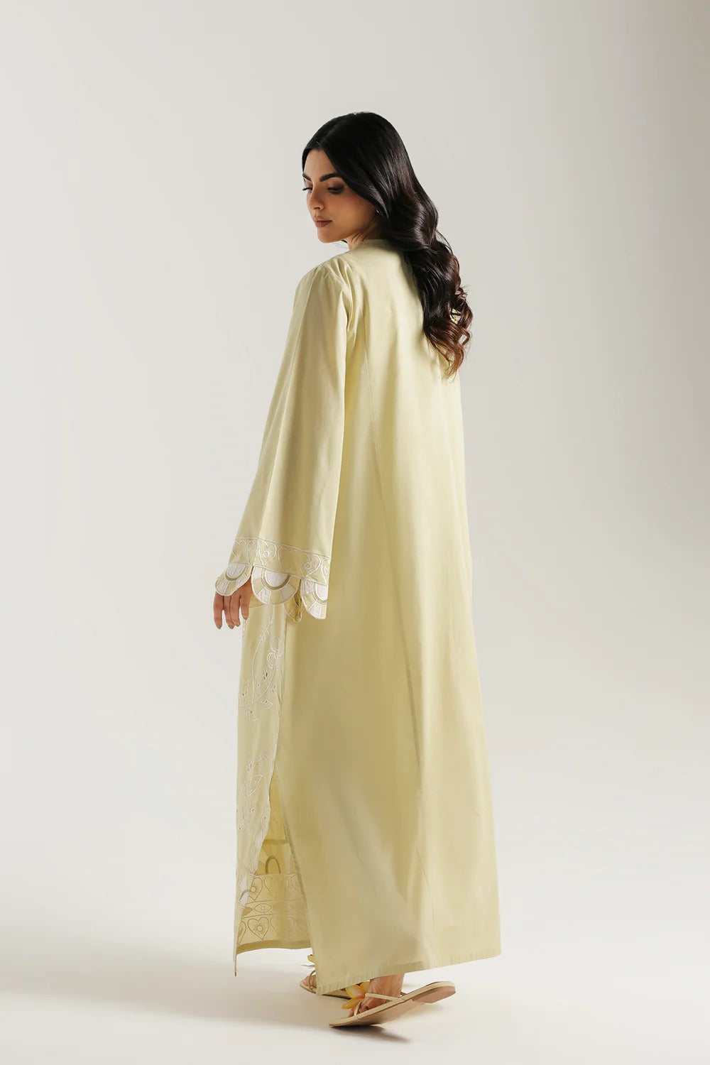 Elegant Pistachio Green Embroidered Lawn Maxi Dress