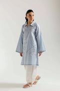 Sky Blue Embroidered Lawn Kurta with White Shalwar