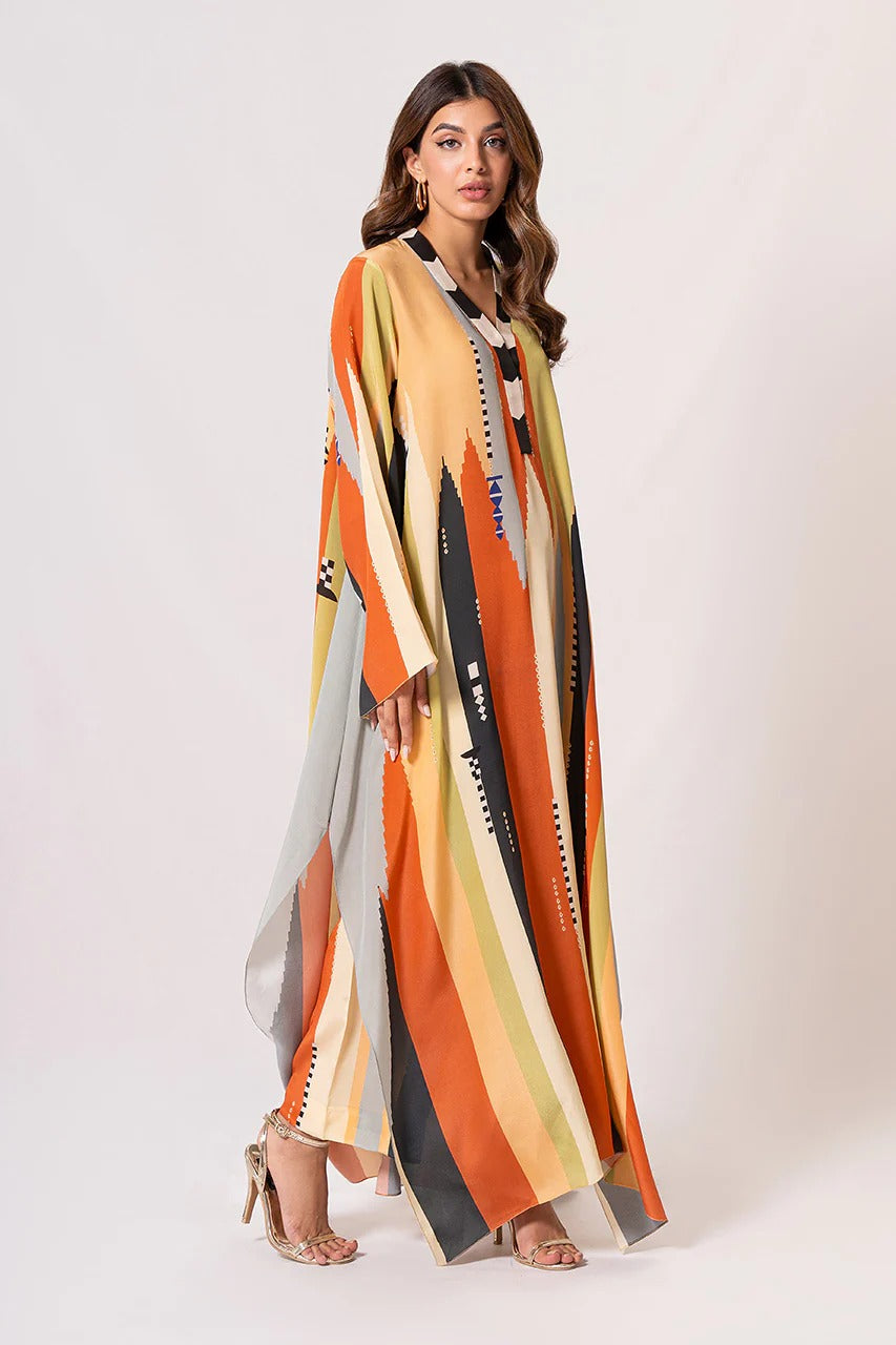 Multicolor Abstract Printed Maxi Dress