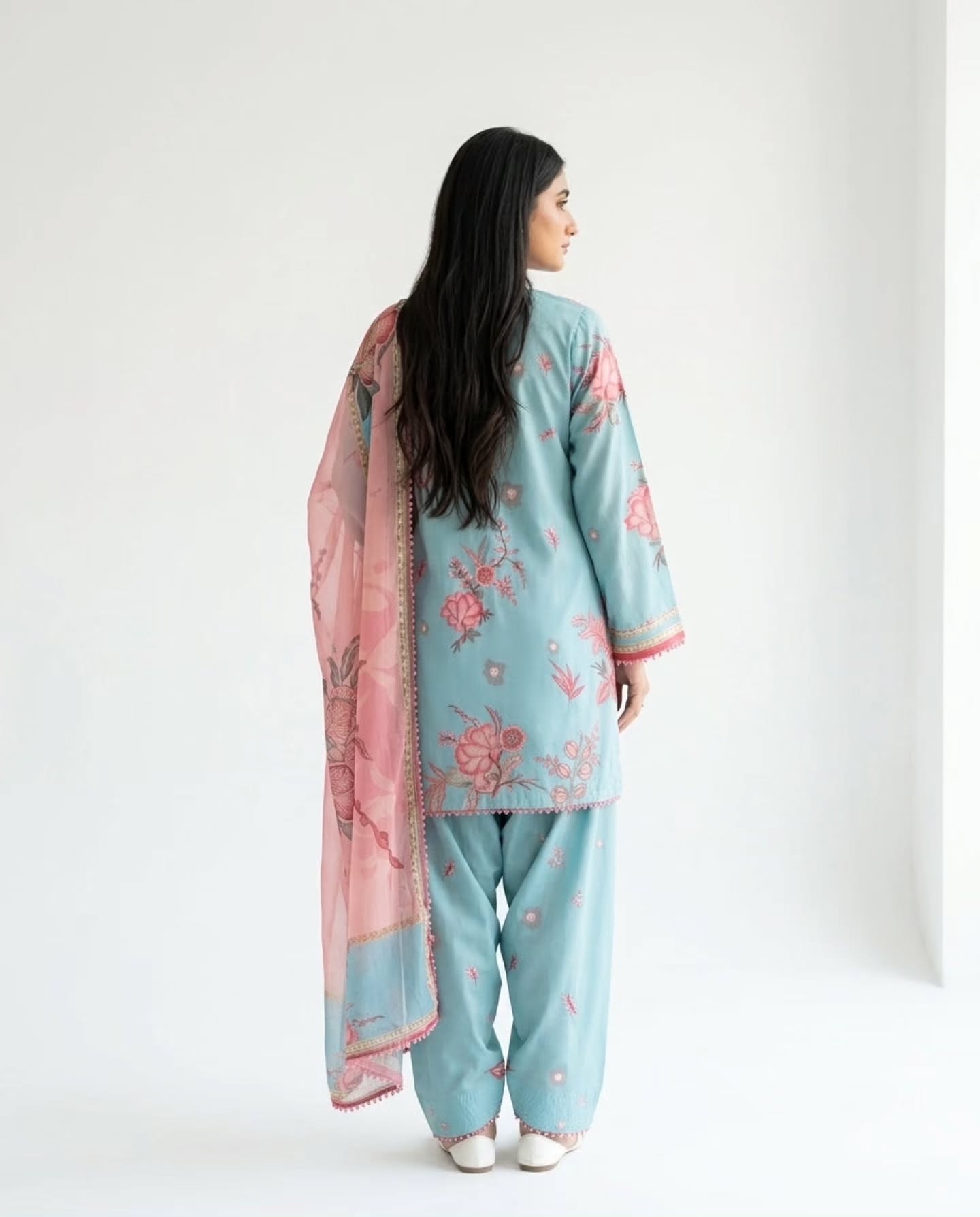 3PC- Minha Elegant Mint Green Lawn Suit
