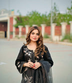Black Embroidered Suit-3PC