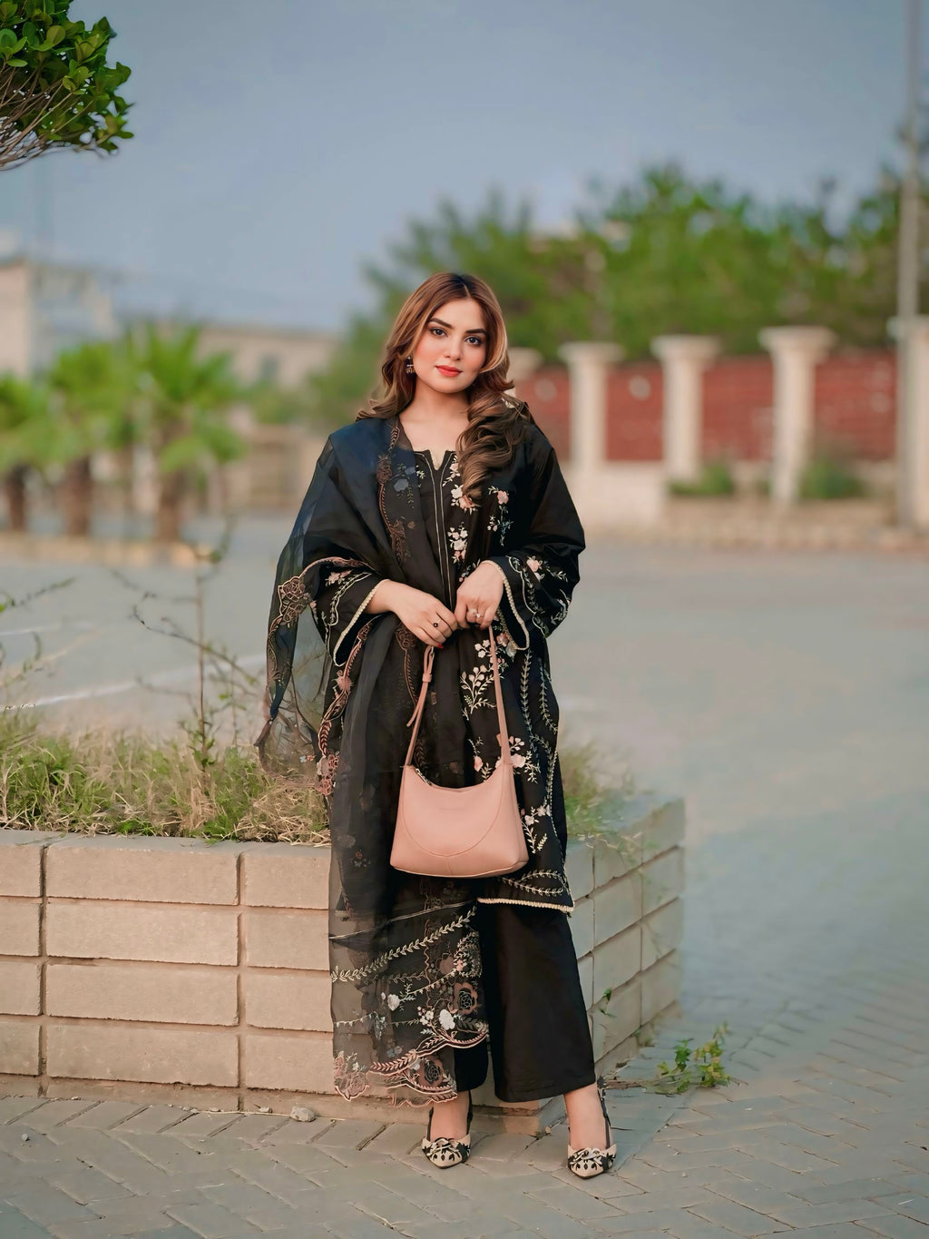 Black Embroidered Suit-3PC