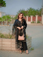 Black Embroidered Suit-3PC