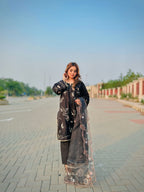 Black Embroidered Suit-3PC
