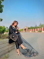 Black Embroidered Suit-3PC