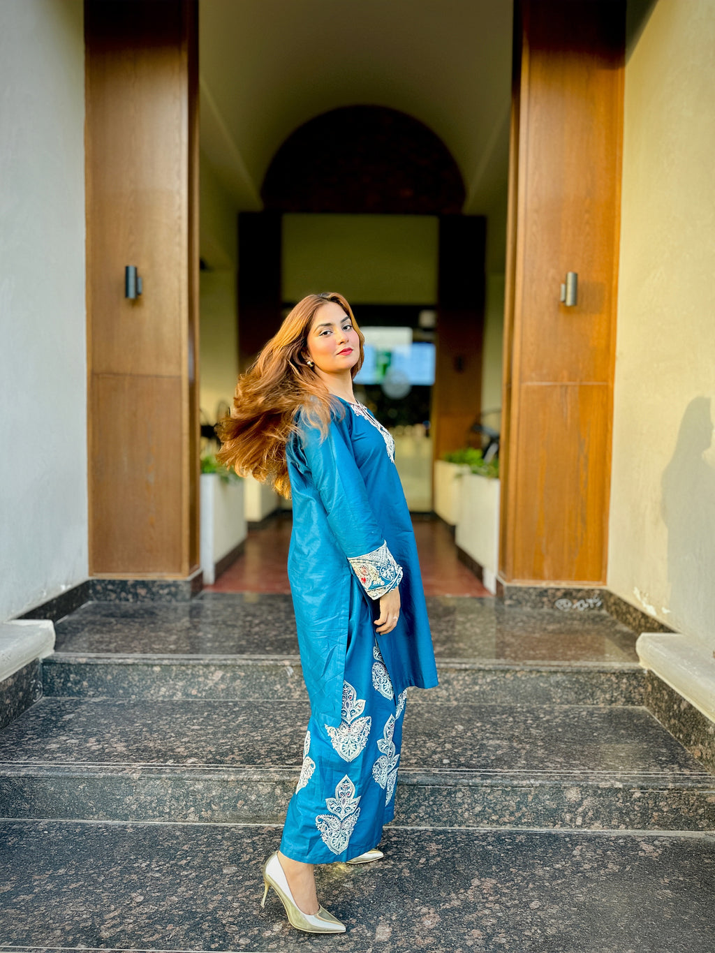 Blue Embroidered 2PC