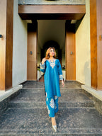 Blue Embroidered 2PC