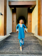 Blue Embroidered 2PC