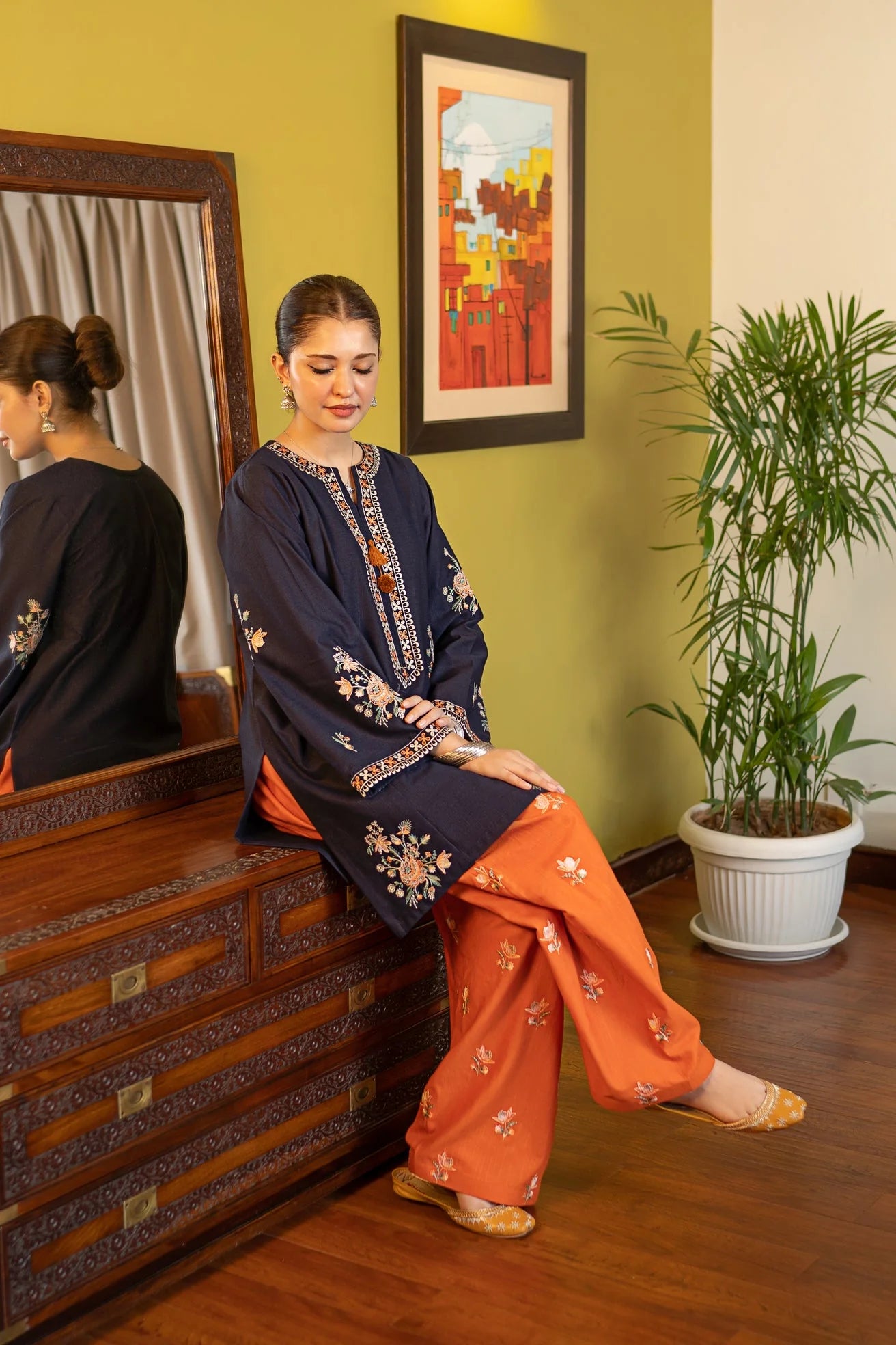 2PC Marganda Embroided