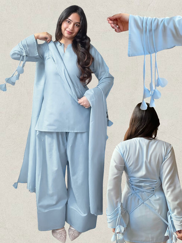 Sky Blue - Tassel 3 Piece Set
